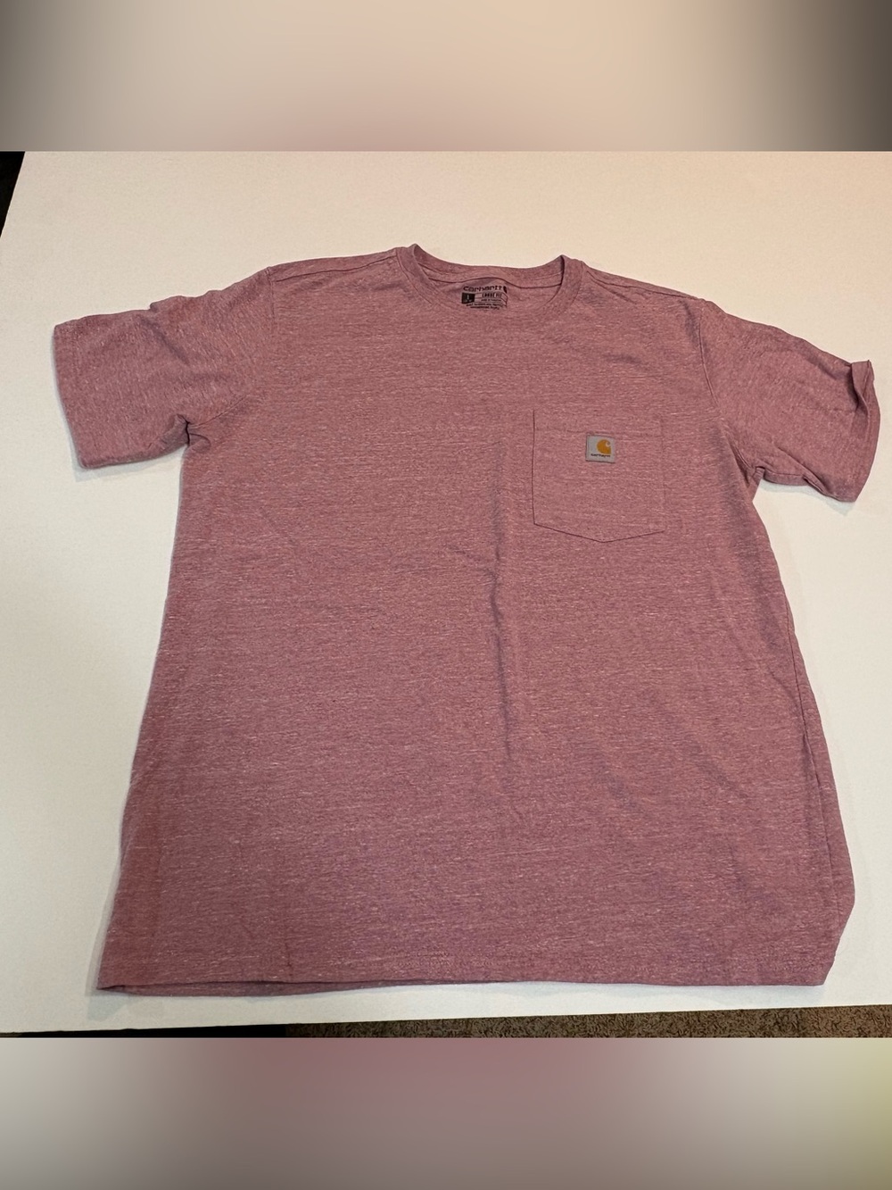 Carhartt Women’s Heathered Mauve Short-Sleeve Pocket Tee |Size 12-14 large